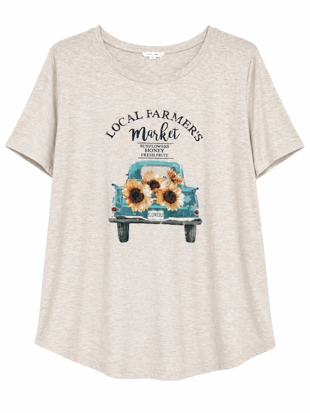 Maurices Cream Tee with Turquoise Truck and Sunflower Graphic